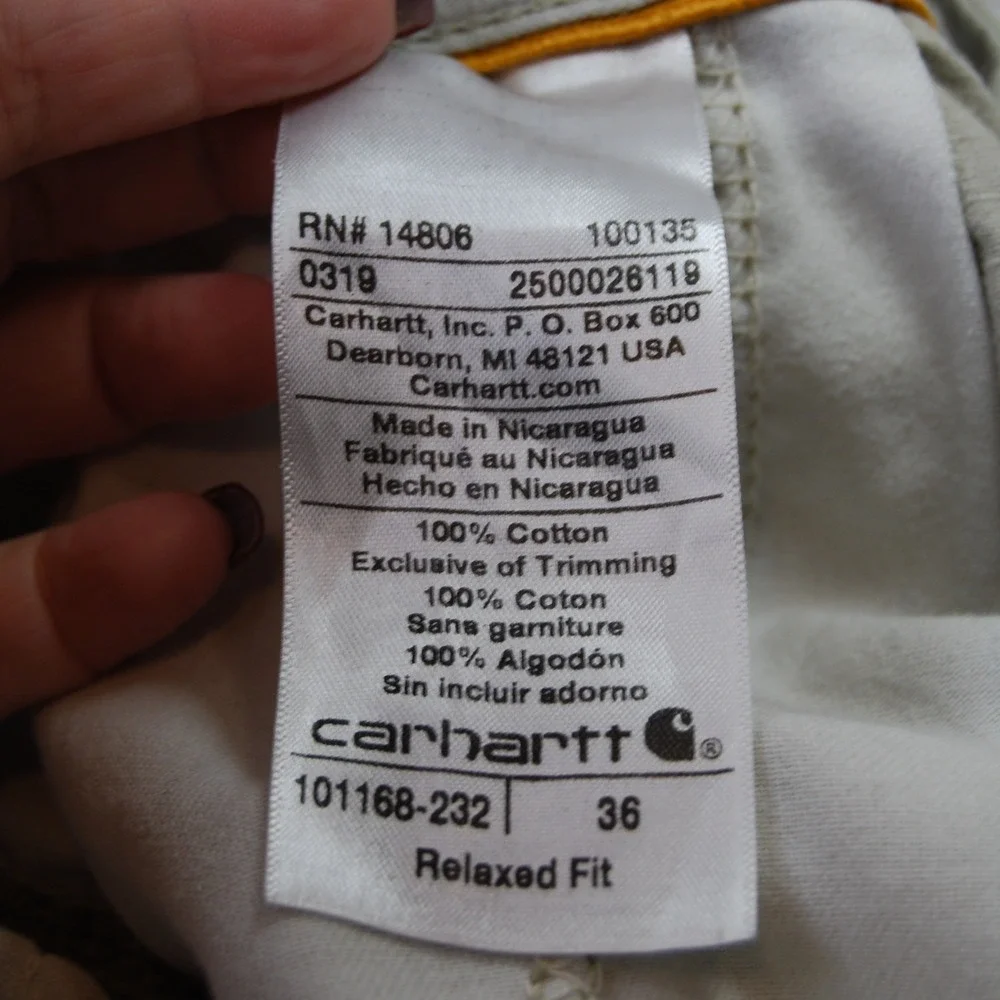 Mens Carhartt Cargo Shorts size 36 Khaki Relaxed Fit Utility Rugged Work 100135